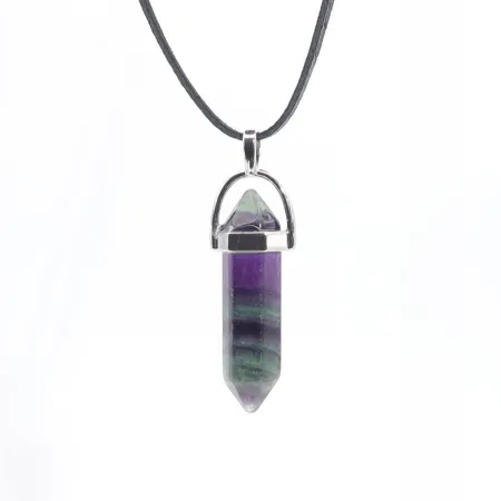 Wisiorek na rzemyku, kamień - Fluoryt