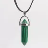 Wisiorek na rzemyku, kamień - malachit syntetyczny