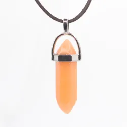 Wisiorek na rzemyku, kamień - Chalcedon pomarańczowy
