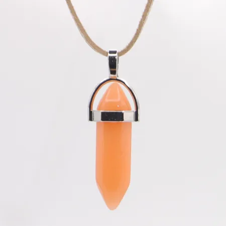 Wisiorek na rzemyku, kamień - Chalcedon pomarańczowy