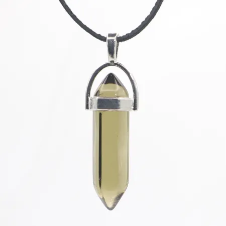 Wisiorek na rzemyku, kamień - Kwarc dymny syntetyczny