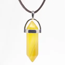 Wisiorek na rzemyku, kamień - Agat żółty