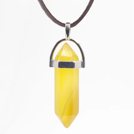 Wisiorek na rzemyku, kamień - Agat żółty