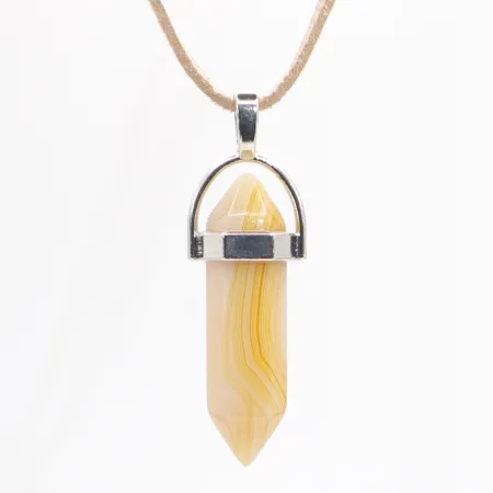 Wisiorek na rzemyku, kamień - Agat żółty