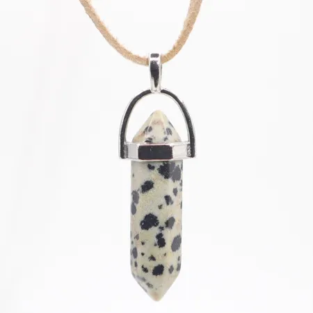 Wisiorek na rzemyku, kamień - Jaspis dalmatyński