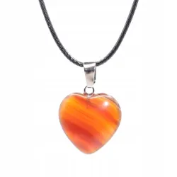 Wisiorek regulowany sznurek 55cm serce 20mm kamień naturalny Agat 1szt