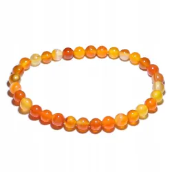 Bransoletka Agat Pomarańczowy kamień kulka 6mm