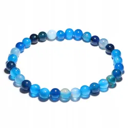 Bransoletka Agat Niebieski kamień kulka 6mm