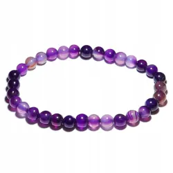 Bransoletka Agat Fioletowy kamień kulka 6mm