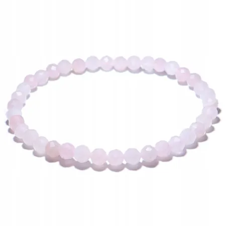 Bransoletka kwarc różowy kamień naturalny kulka fasetowana 5mm