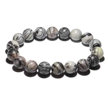 Bransoletka z Jaspisu Spider czarnego: Kamień naturalny - kulka 10mm