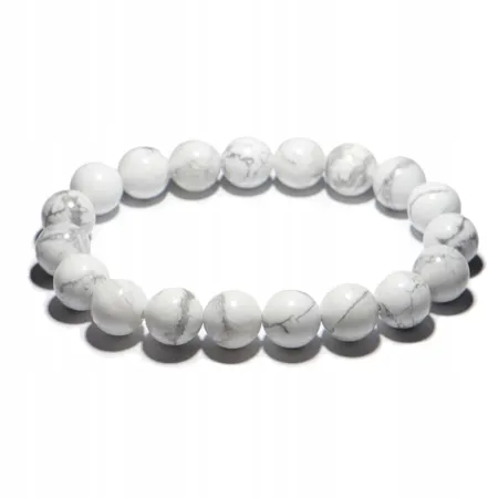 Bransoletka z Howlitu białego: Kamień naturalny - kulka 10mm