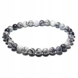 Bransoletka z Jaspisu Spider czarnego: Kamień naturalny - kulka 6mm