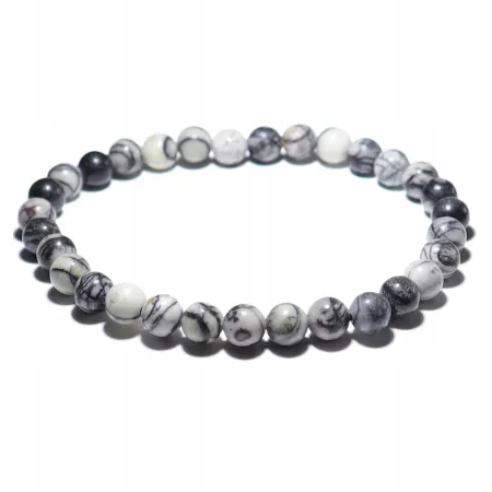 Bransoletka z Jaspisu Spider czarnego: Kamień naturalny - kulka 6mm