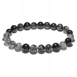 Bransoletka z Turmalinu z Kryształem Górskim: Kamień naturalny - kulka 8mm