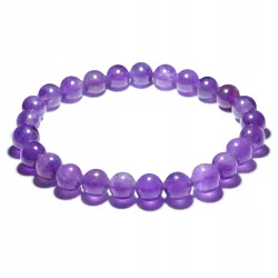 Bransoletka ametyst naturalny kamień czakra korony kulka 8mm