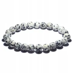 Bransoletka z Jaspisu Dalmatyńczyk Matowa: Kamień naturalny kulka - 8mm