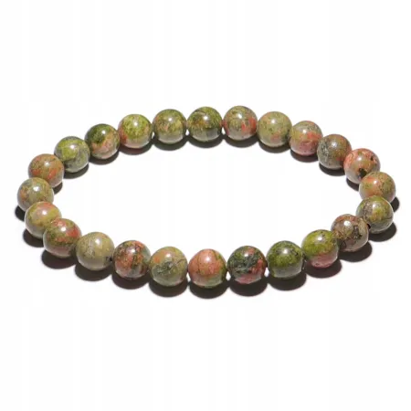 Bransoletka Unakit kamień naturalny kulka o rozmiarze 8mm