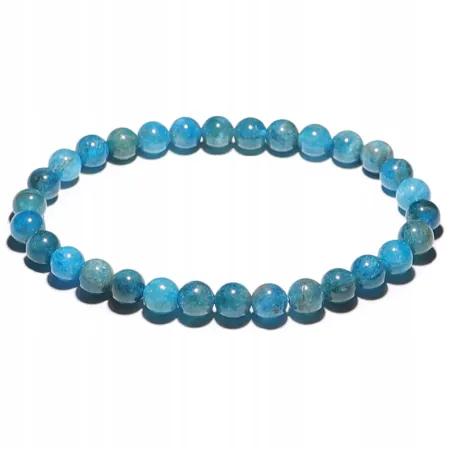 Bransoletka z Apatytu: Naturalny kamień - Czakra gardła - kulka 6mm