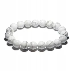 Bransoletka z Magnezytu białego: Kamień naturalny - kulka 10mm