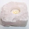 Świecznik naturalny kamień kryształ kwarc różowy świeczka tealight