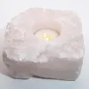 Świecznik naturalny kamień kryształ kwarc różowy świeczka tealight