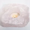 Świecznik naturalny kamień kryształ kwarc różowy świeczka tealight