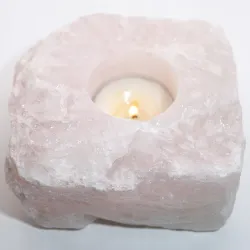 Świecznik naturalny kamień kryształ kwarc różowy świeczka tealight