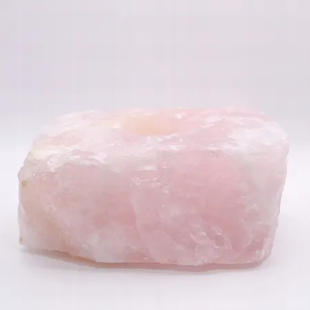 Świecznik naturalny kamień kryształ kwarc różowy świeczka tealight