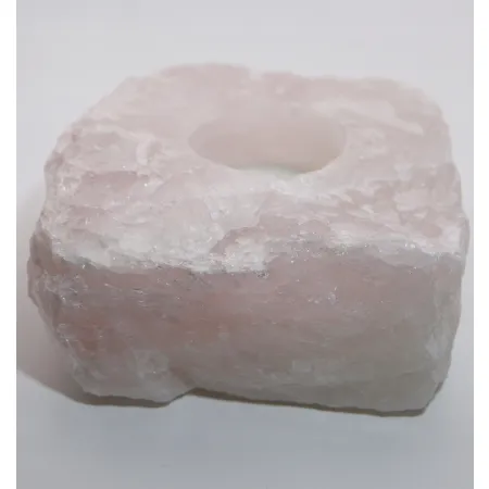 Świecznik naturalny kamień kryształ kwarc różowy świeczka tealight