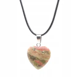 Wisiorek serce 2cm unakit na regulowanym sznurku 55cm różne