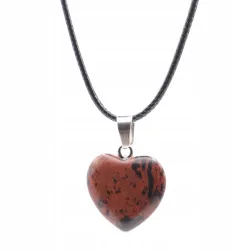 Wisiorek serce 2cm Obsydian machoniowy na regulowanym sznurku 55cm