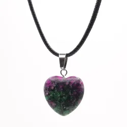 Wisiorek serce 2cm Zoisyt na regulowanym sznurku 55cm
