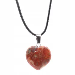 Wisiorek serce 2cm Agat crazy na regulowanym sznurku 55cm