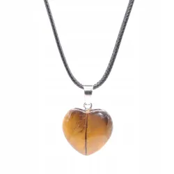 Wisiorek serce 2cm Tygrysie oko na regulowanym sznurku 55cm