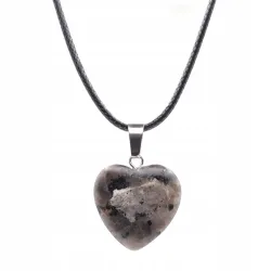Wisiorek serce 2cm Labradoryt na regulowanym sznurku 55cm