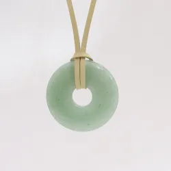 Wisiorek na rzemyku donut 30mm - awenturyn zielony