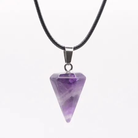 Wahadełko ametyst wisiorek amulet regulowany woskowany sznurek 55cm