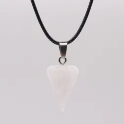 Wahadełko kryształ górski wisiorek amulet regulowany woskowany sznurek 55cm