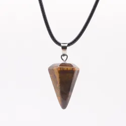 Wahadełko tygrysie oko wisiorek amulet regulowany woskowany sznurek 55cm