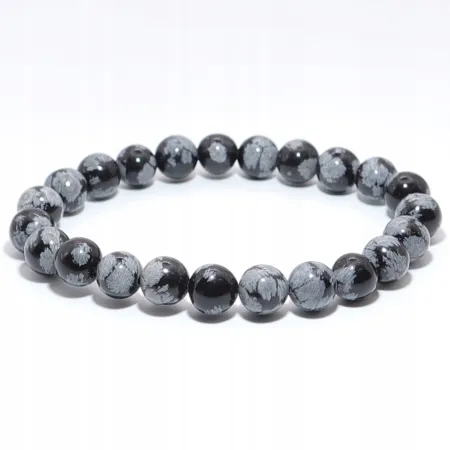 Bransoletka Obsydian Śnieżny: Kamień naturalny - 8mm kulka, elegancja i moc