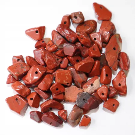 Jaspis czerwony, kamienie z dziurką, otoczaki 3-10mm, Zestaw 20g
