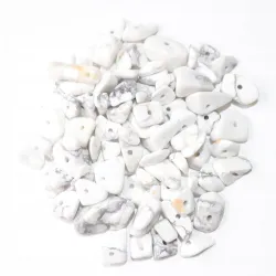 Howlit biały naturalny, kamienie z dziurką, otoczaki 3-10mm, Zestaw 20g