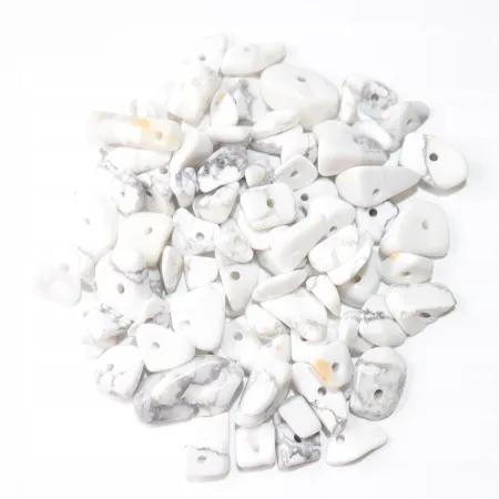 Howlit biały naturalny, kamienie z dziurką, otoczaki 3-10mm, Zestaw 20g