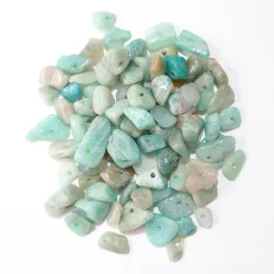 Amazonit, kamienie z dziurką, otoczaki 3-10mm, Zestaw 20g