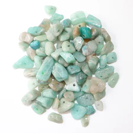 Amazonit, kamienie z dziurką, otoczaki 3-10mm, Zestaw 20g