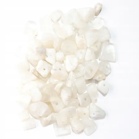 Kamień księżycowy biały, kamienie z dziurką, otoczaki 3-10mm, Zestaw 20g