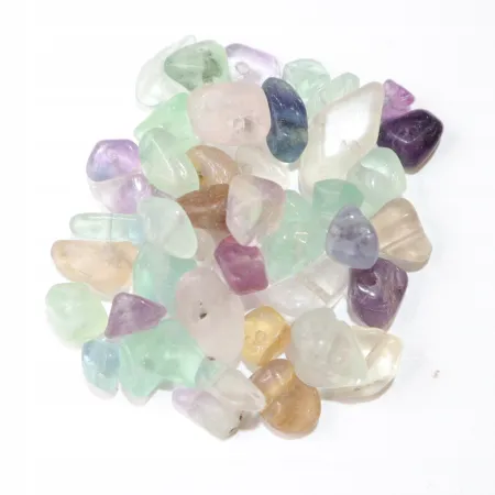 Fluoryt tęczowy naturalny, kamienie z dziurką, otoczaki 3-10mm, Zestaw 20g