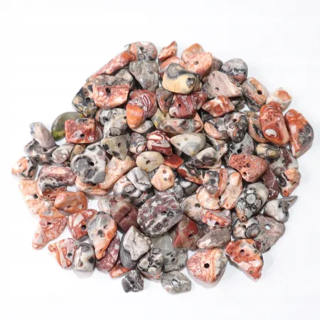 Jaspis breccia naturalny, kamienie z dziurką, otoczaki 3-10mm, Zestaw 20g