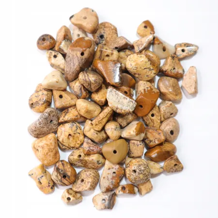 Jaspis pejzażowy obrazkowy, kamienie z dziurką, otoczaki 3-10mm, Zestaw 20g